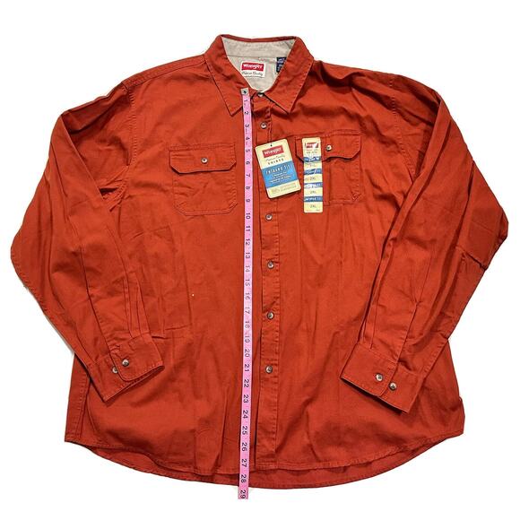 Wrangler Shirt Men's 2XL Outdoor Button Up Relaxed Orange Camping NEW Shirt - Picture 11 of 14
